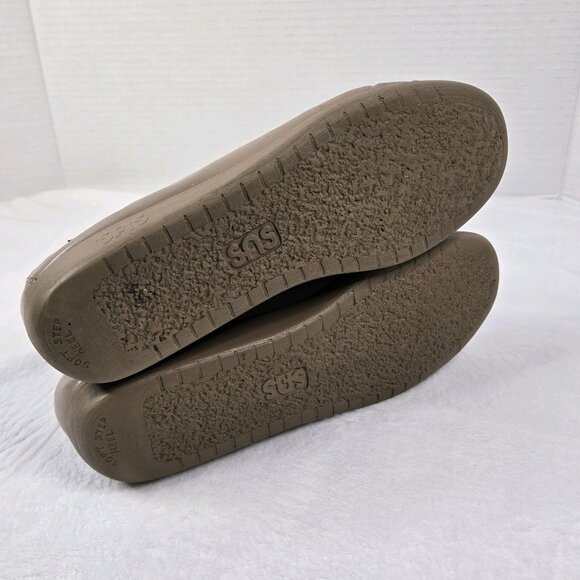 SAS Size 9.5 N Bounce Lace Up Moccasins Beige Leather Wedge Comfort Shoes - Picture 9 of 9